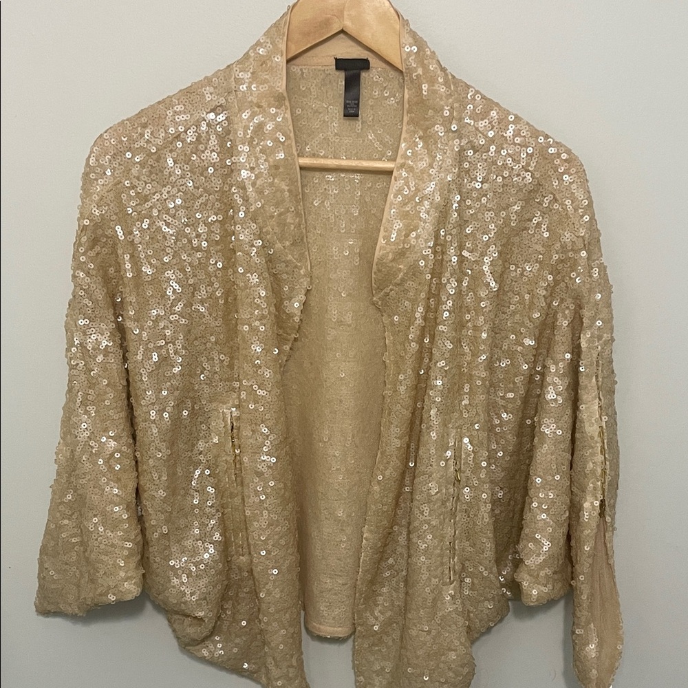 Gold Sequin Open Front Jacket - image 1